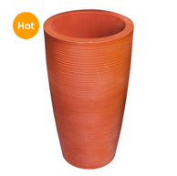 Large Round Beige Planter Pot